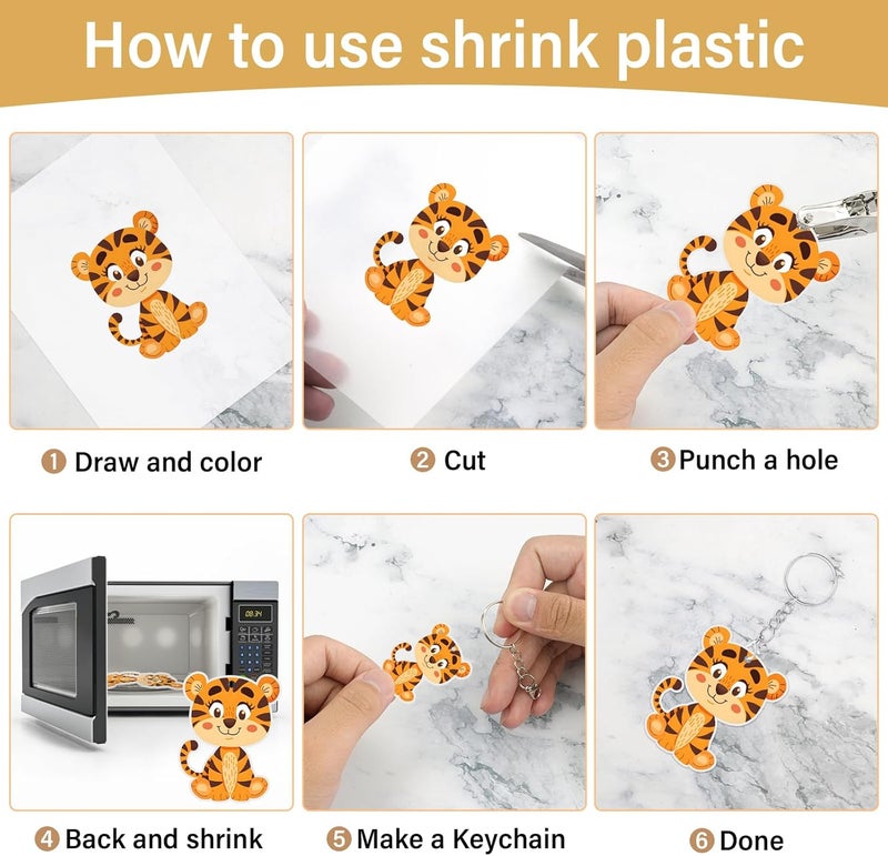 CRTWDMAN 161 Pcs Shrink Paper Keychain Kit,with 30 Pcs Shrinky Plastic Sheets 7.9"x5.7",Hole Punch,Lobster Clasps,Jump Rings DIY Crafts for Adults and Teens - Image 5